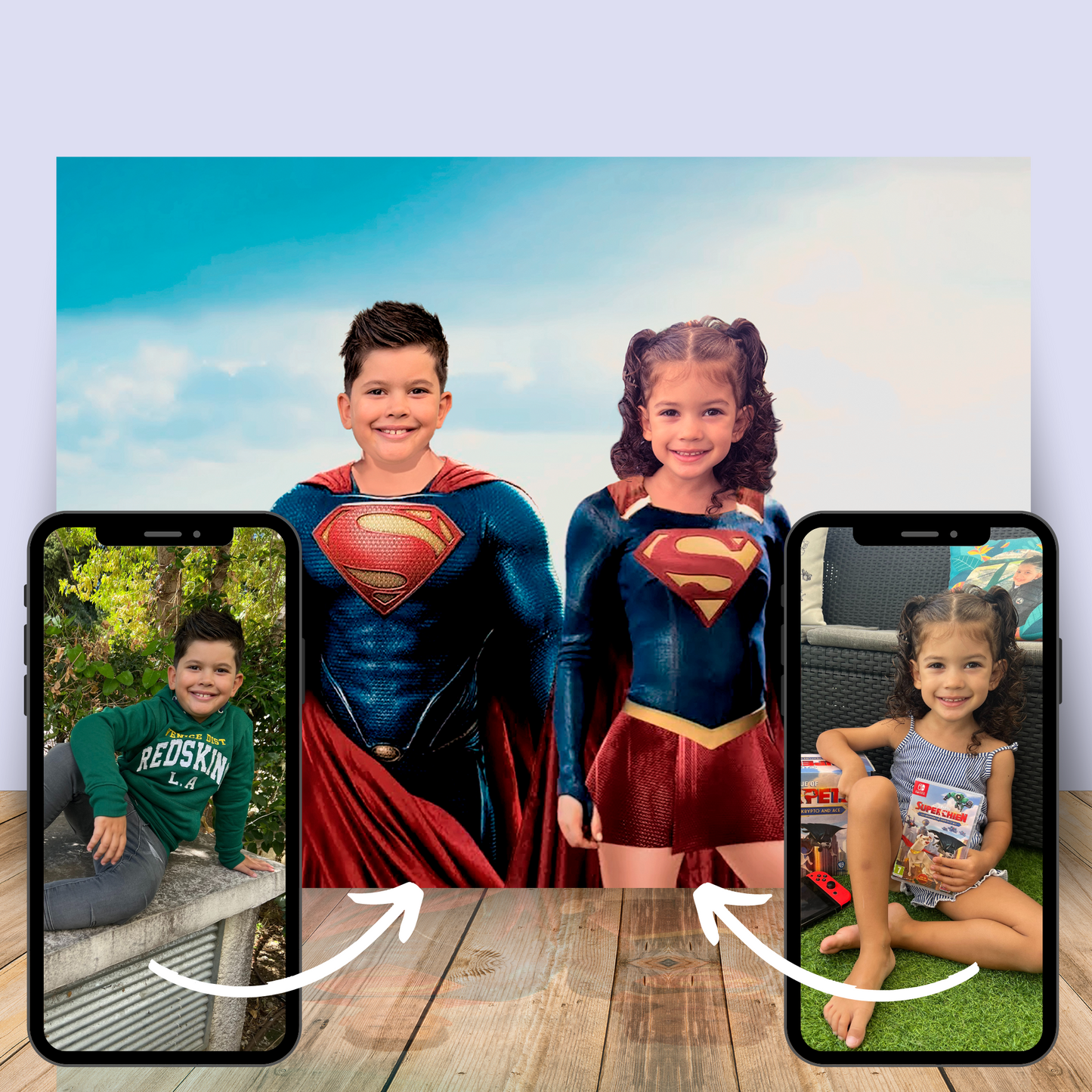 Superhéroes (inspirados en Superman y Superwoman) para 2 personas